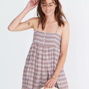 Madewell scalloped midi dress in gingham